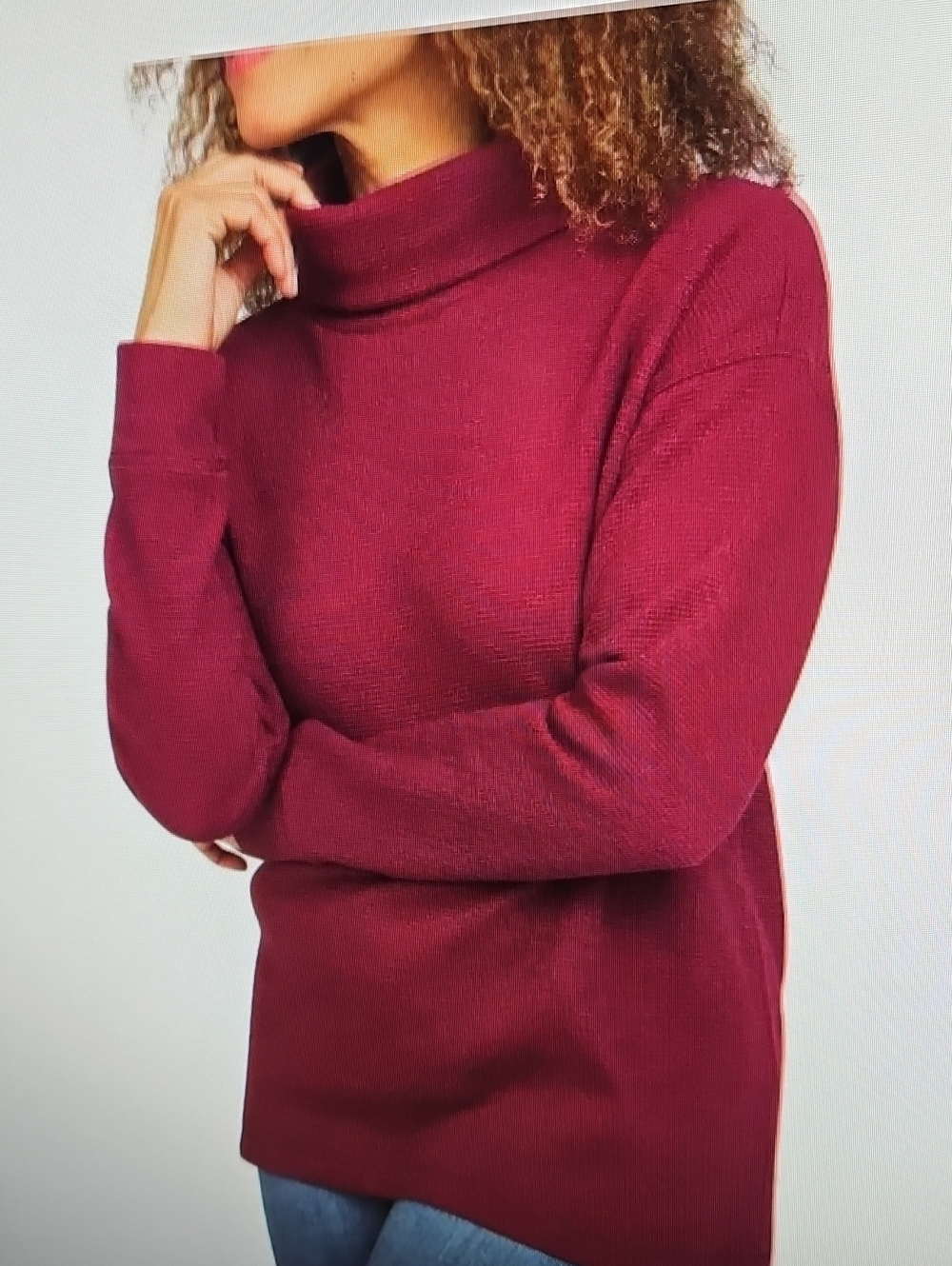 LANDS END NEW MAROON WAFFLE KNIT PULLOVER SZ M